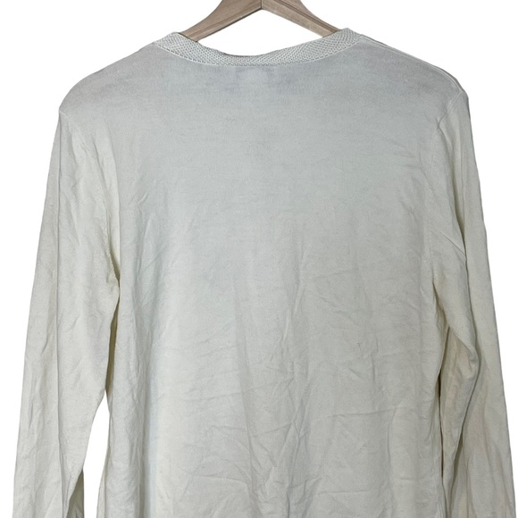 Talbots VTG Long Sleeve Lightweight Cardigan Size L Textured Knit Trim Ivory - Picture 4 of 11